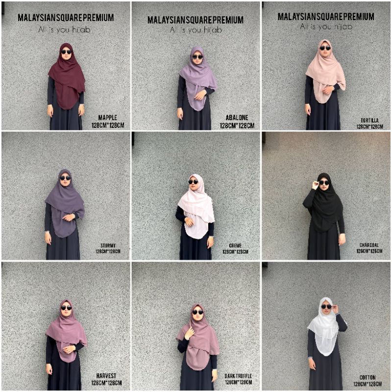 MALAYSIAN SQUARE oval jilbab SYAR'I 130X130CM