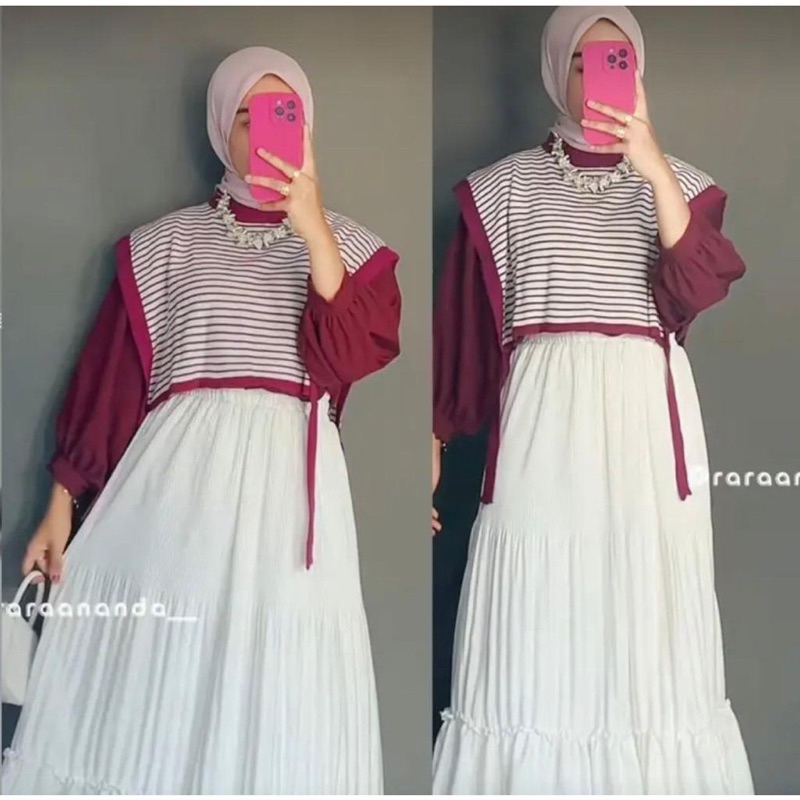 VEST RAJUT CROP STRIPE TALI SAMPING