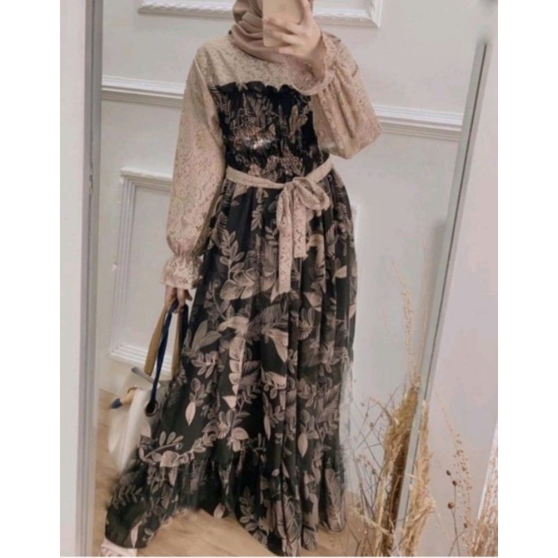 GAMIS SYAFIRA HITAM RAYON MARVELA  //PREMIUM BUSUI LD 105-110 PJ 130 / CALLA MAXI DRESS / GAMIS BUSUI  /   HOMEDRESS