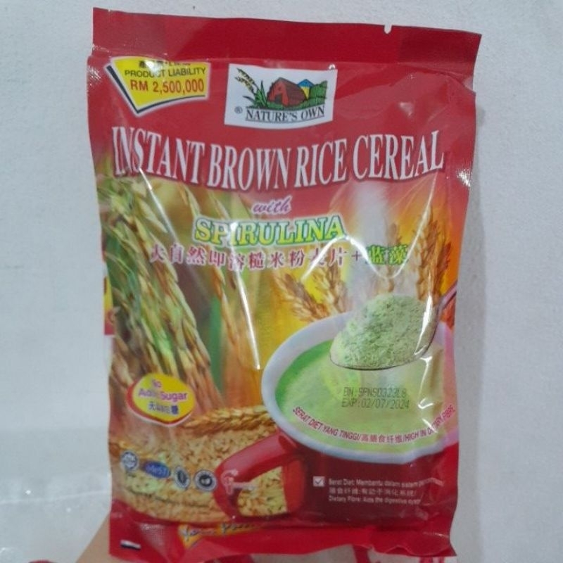 

Nature's Own instant brown rice cereal with Spirulina