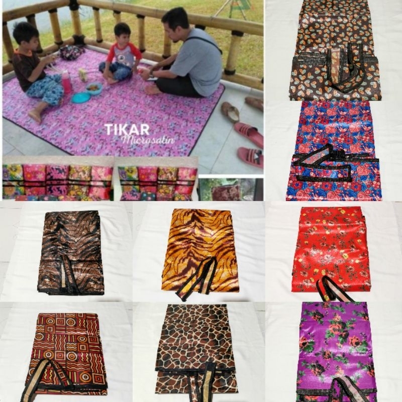 Tikar lipat / Tiker karpet lipat tamasya piknik microsatin - microstin motif