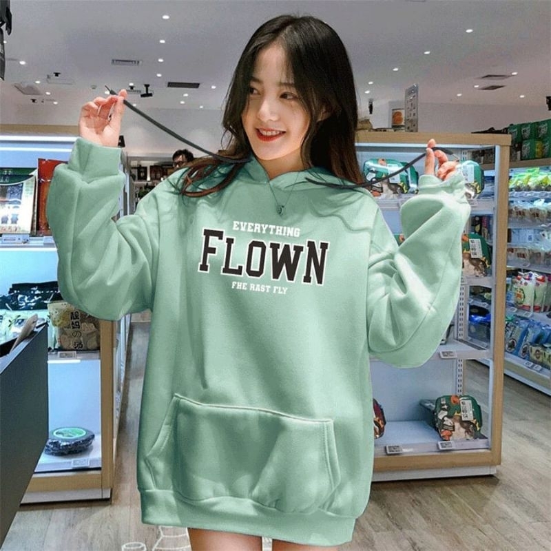 FLOWN L - XL Sweater Hoodie WANITA &amp; PRIA (TEBAL PREMIUM READY)