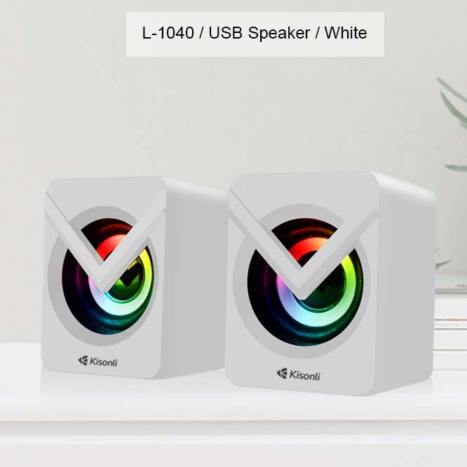 Speaker Gaming Komputer/Laptop L-1040 PUTIH LED RGB Light With Switch Volume Control - XOBOX