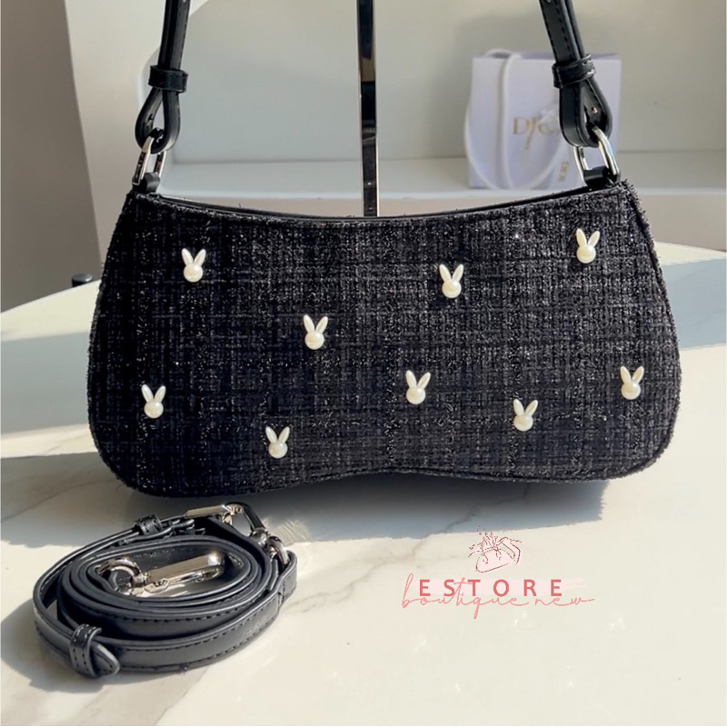 Tas Wanita Import C K Terbaru Bunny Tweed