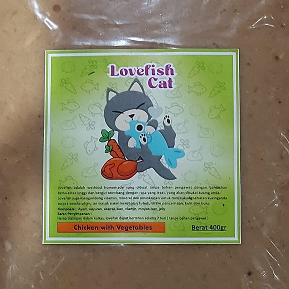 MAKANAN KUCING WET FOOD LOVEFISH HOME MADE REAL MEAT 400 GR KHUSUS INSTANT SAMEDAY