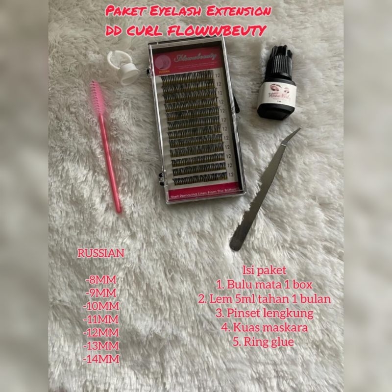 Paket lengkap Bulu Mata Tanam Russian  DD-CURL Eyelash Extension / Bulu Mata Tanam premium Lentik