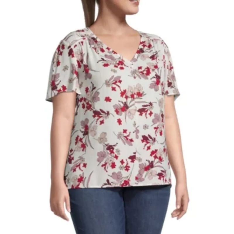 Liz claiborne V neck short sleeve Blouse