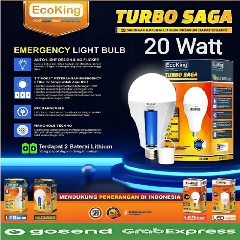 Lampu Led Emergency Magic Ac Dc 20w 20 Watt Ecoking