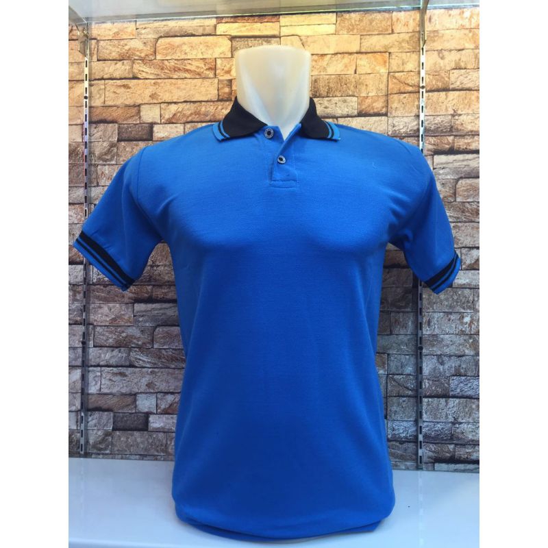 Kombinasi List Shirt Tshirt Baju Kerah Lis POLOS POLOSAN BIRU TURKISH Custom pria wanita Indonesia!