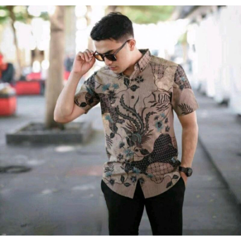 Baju batik pria Lengan Pendek big Size M L XL XXL Pakaian pria Lengan Pendek Batik Pekalongan Kemeja Pria Jumbo Batik Solo Batik Pria Dewasa