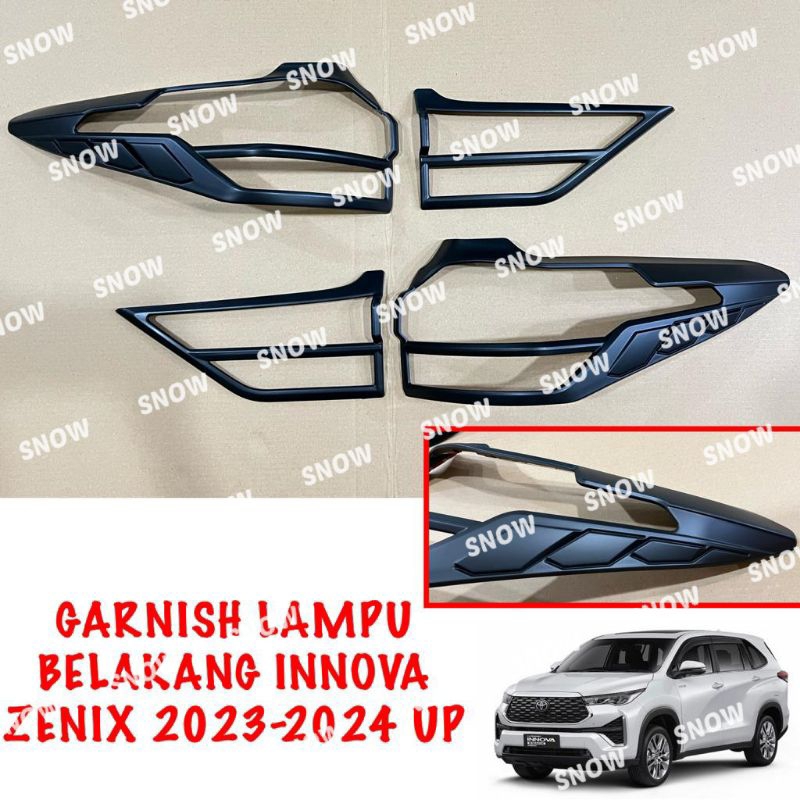 Garnish Lampu Belakang Innova Zenix 2022 2023 2024 UP Hitam Chrome Carbon