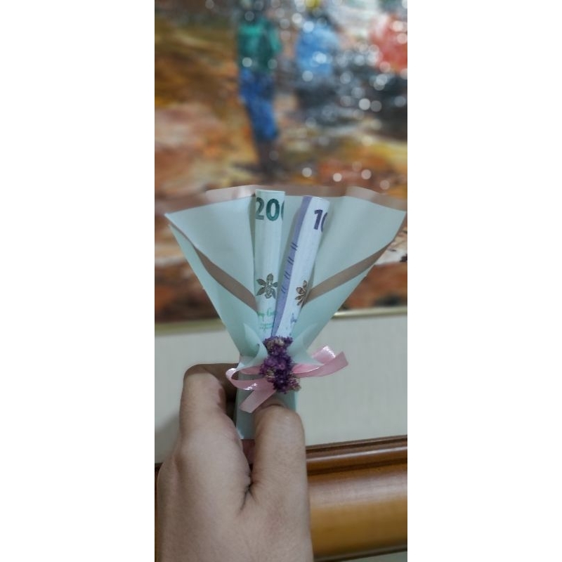 Mini Buket Angpao Lebaran (tempat uang isian 2) | amplop lebaran bentuk buket | pakai bunga asli/bun
