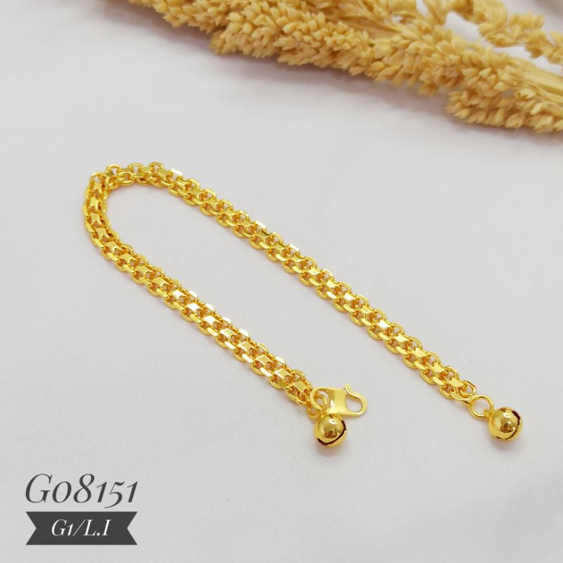 Gelang Fashion Rhodium Rantai Tikar 3mm Warna 24k G08151