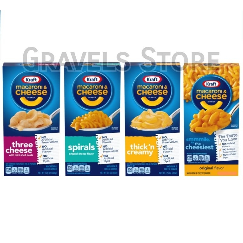 

Kraft Mac n Cheese ALL VARIAN - Original / Spirals / Three Cheese / Thin n Creamy - Macaroni / Makaroni Keju Original US