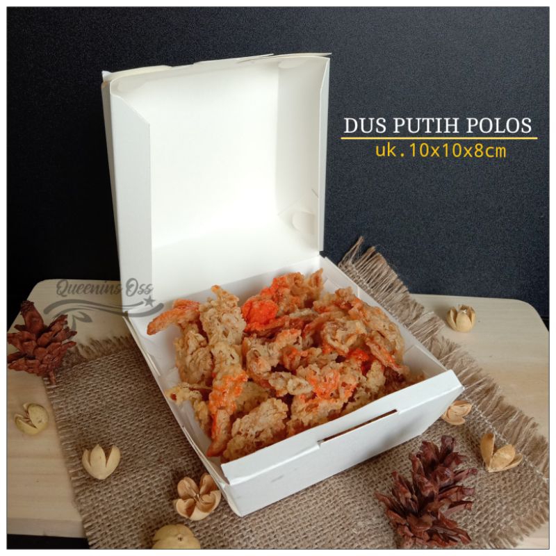 ✔️PROMO ( 25 PCS ) Dus Snack 10x10x8 cm / Dus Gorengan / Dus Makanan / Dus Serbaguna putih polos