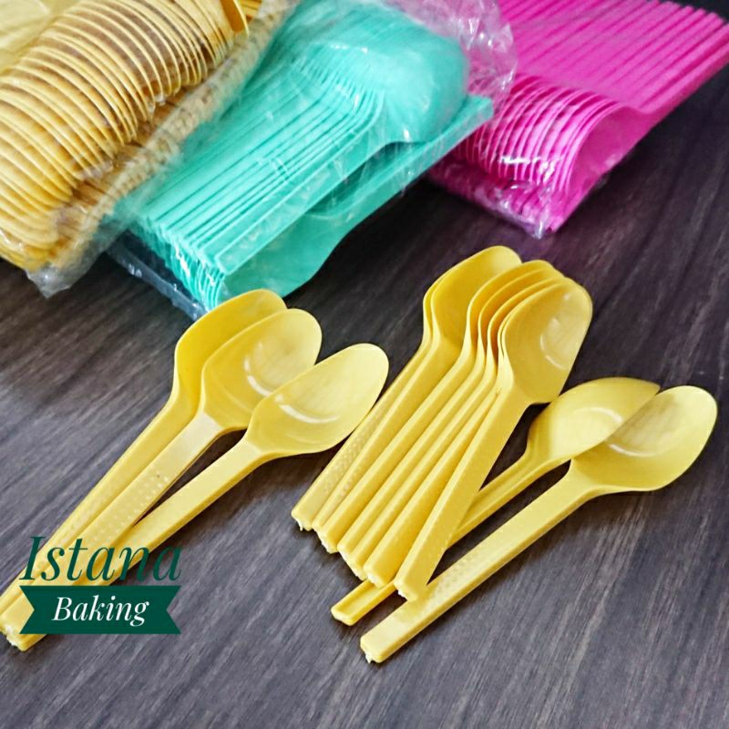 Sendok Teh Sendok STG Warna Sendok Eskrim Jelly Plastik isi 100pcs