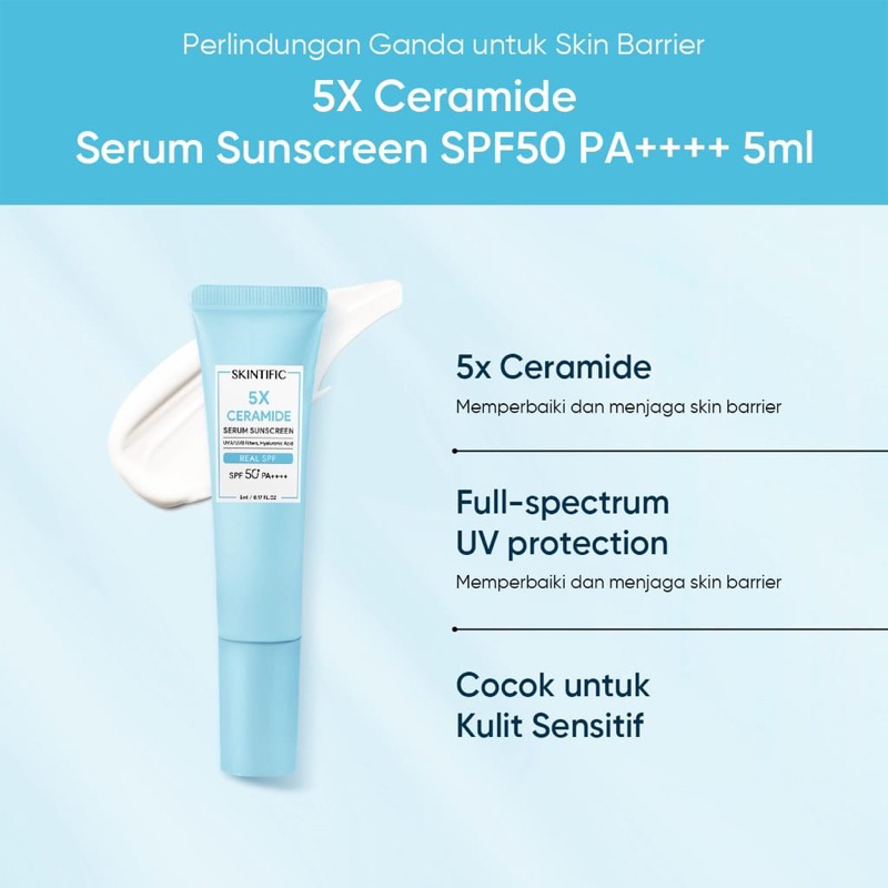 SKINTIFIC 5X Ceramide Travel Kit Skincare Paket Moisturizer + Cleanser + Shooting Toner + Serum Sunscreen