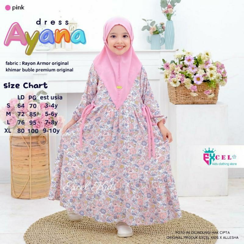 Ayana gamis kids set jilbab by excel