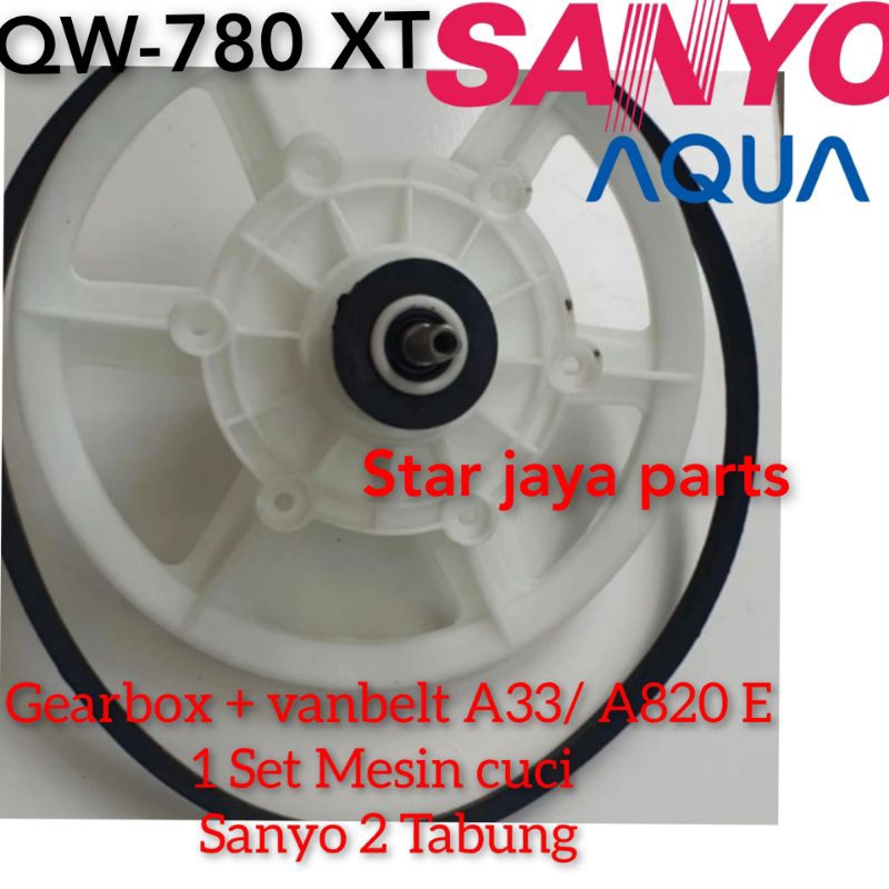 Gearbox + Vanbelt Mesin cuci Sanyo Aqua Type QW-780XT 2 Tabung 1 Set