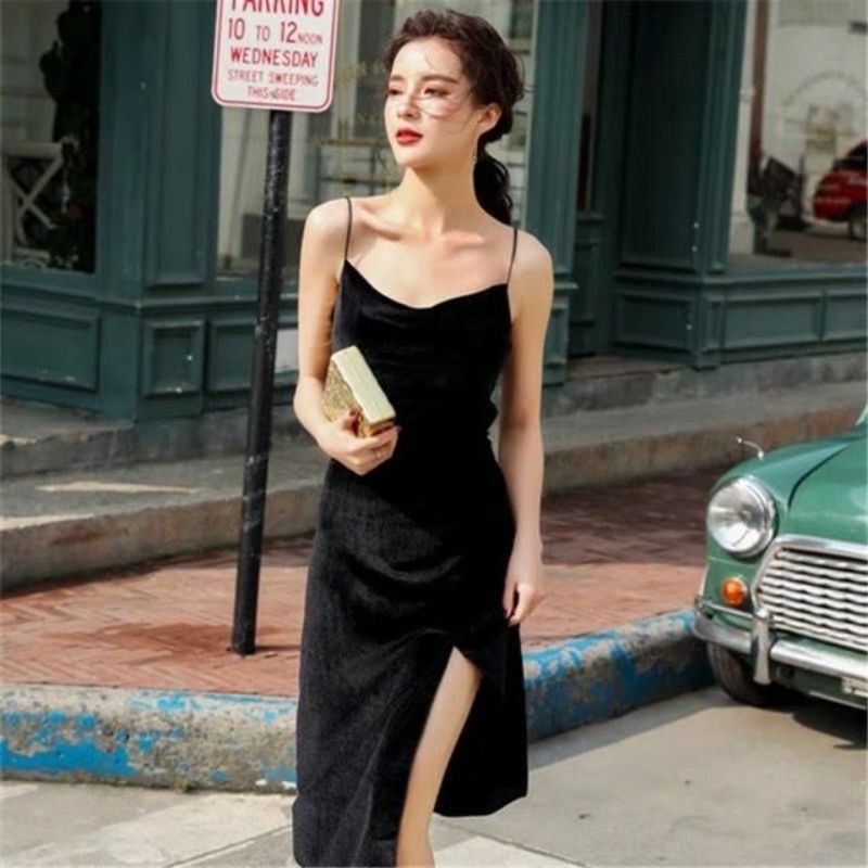 Cariaa Dress Bludru Sexy Party Pesta Korean Velvet Mini Dress 934