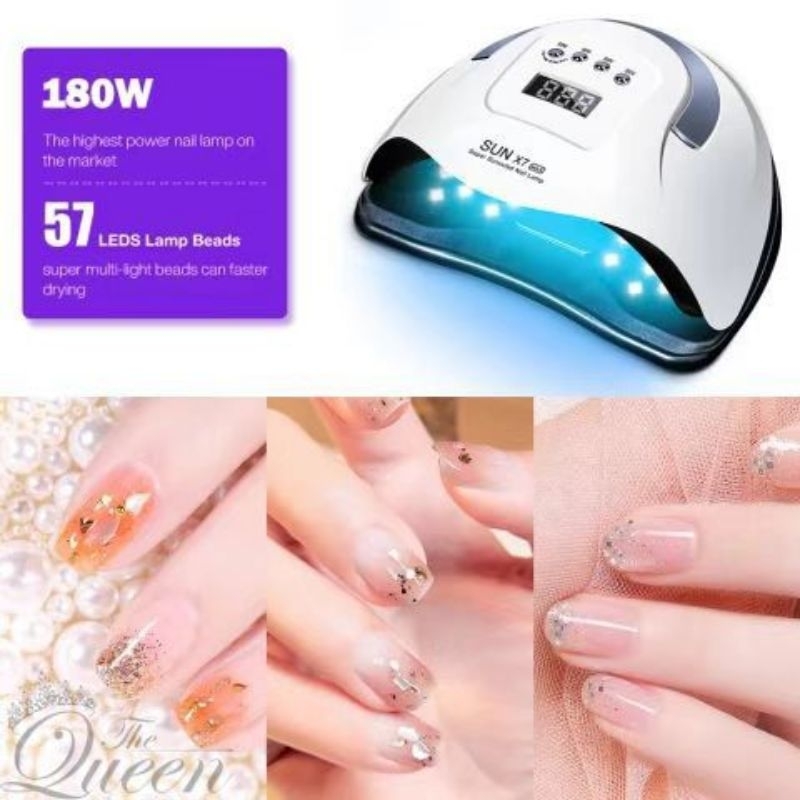 SUN X7 MAX 180W GARANSI SATU BULAN UV Lamp 57leds Alat Pengering Kutek UV Led Nail Lamp Pengering Kuku Profesional