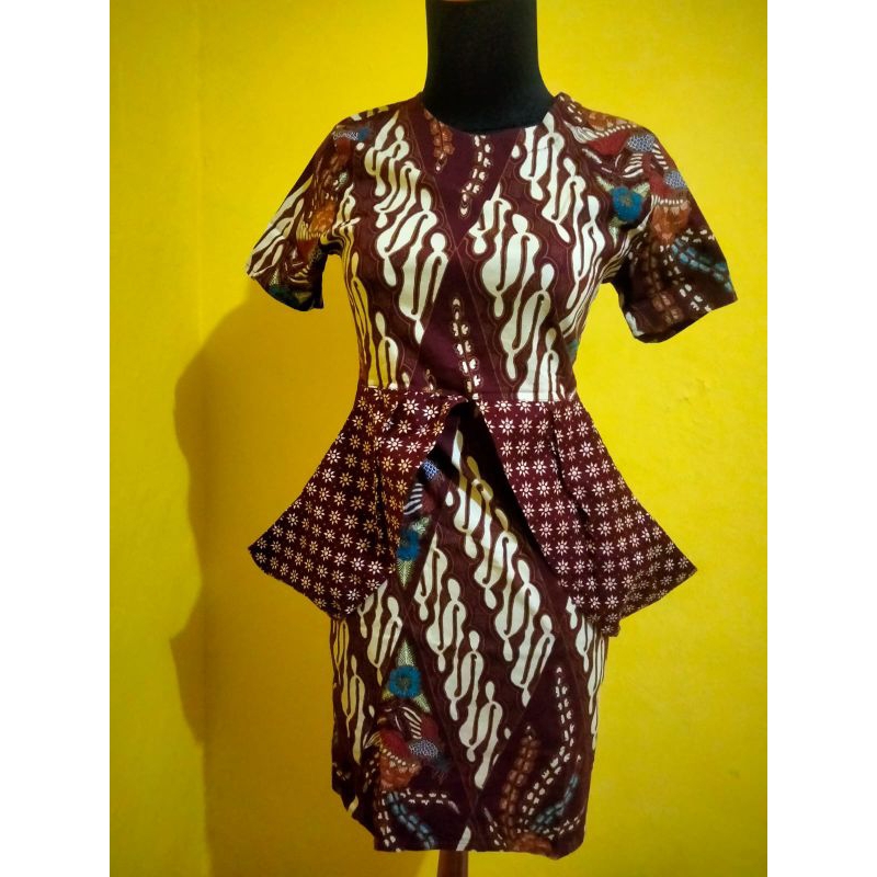 dress batik coklat tua