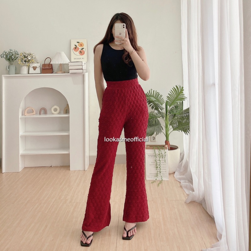 lookatmeofficial - Ella Knit Cutbray Pants - Celana Cutbray Bahan Knit Import Premium