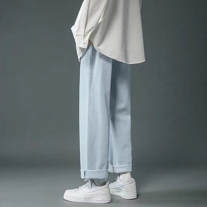 Celana panjang pria celana jeans pria biru korean style kulot jeans loose pants oversize celana panjang cowok straight pants boyfriend jeans celana dasar pria baggy pants cutbray jeans2023