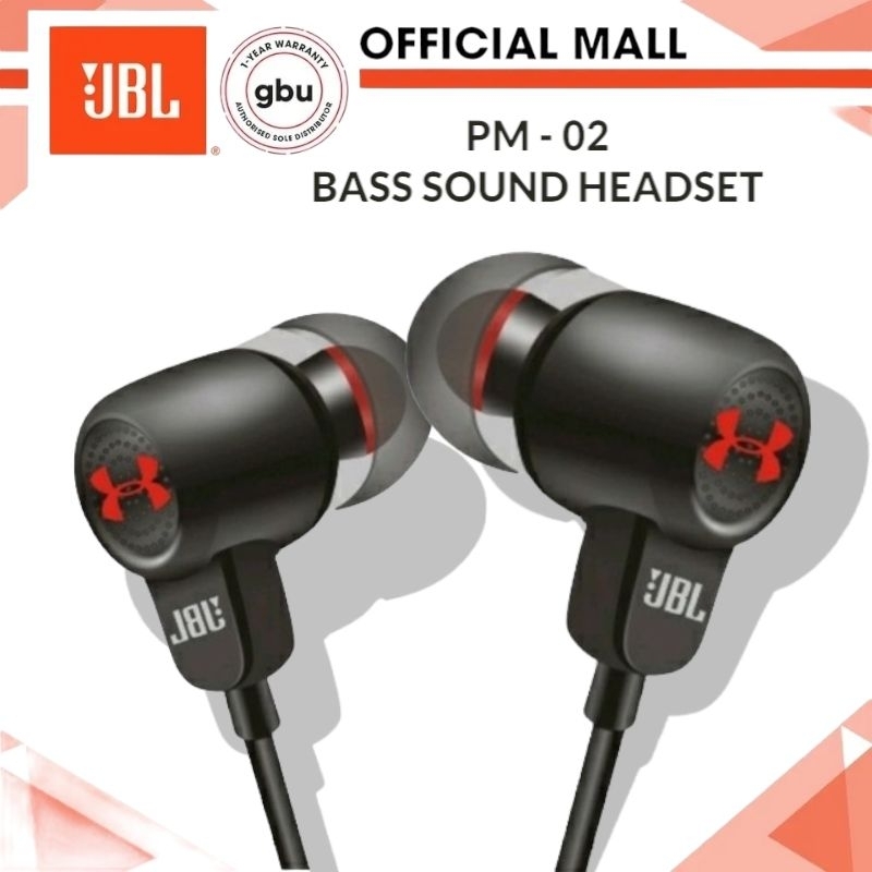 HF HEADSEAT HANDSFREE JBL PM-02 EARPHONE  WITH MIC EXTRA BASS HEADSET JBL BY HARMAN