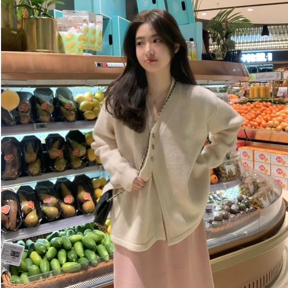 YIU YIU Rajut - Cardigan Rajut Korea  Cardigan Kancing Baju Rajut Wanita Lengan Panjang