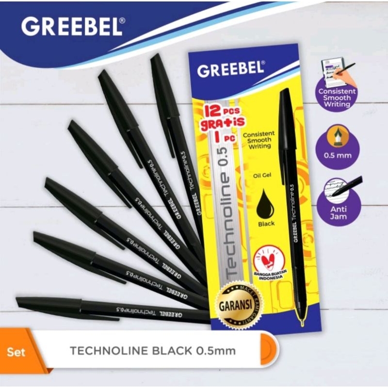 Pulpen Greebel Technologi 0,5 mm Pen / Bolpoin Warna Hitam