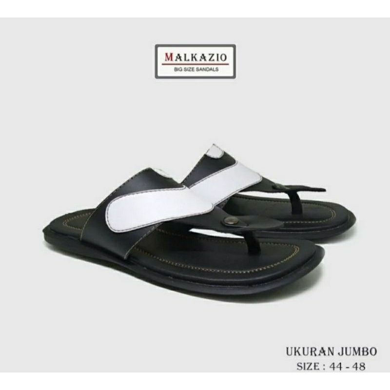 COD / Sendal Slide KULIT GARUT Big Size 44-45-46-47 Sandal Kulit Pria Bapak2 empuk JUMBO hitam, 47