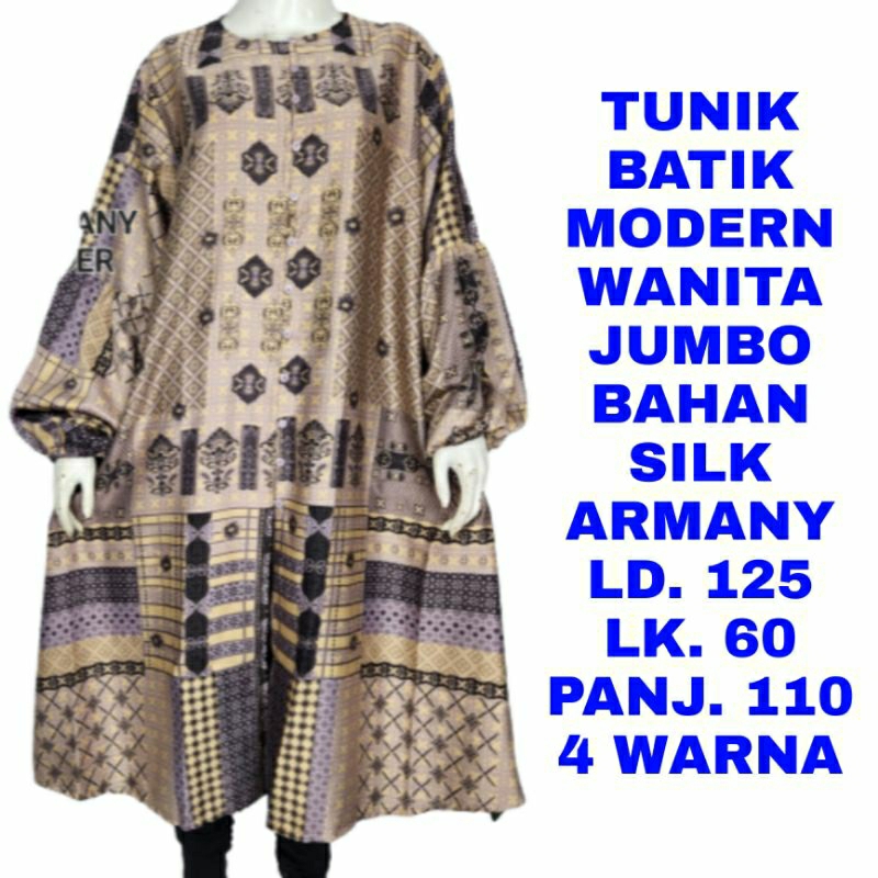 WK LONG TUNIK WANITA JUMBO LD. 125 BAJU ATASAN BLOUSE MUSLIM LENGAN PANJANG