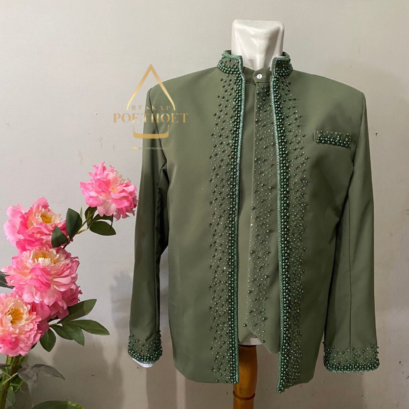 Beskap pengantin premium / basofi pengantin sunda / beskap muslim / beskap bapak hijau green sage ba