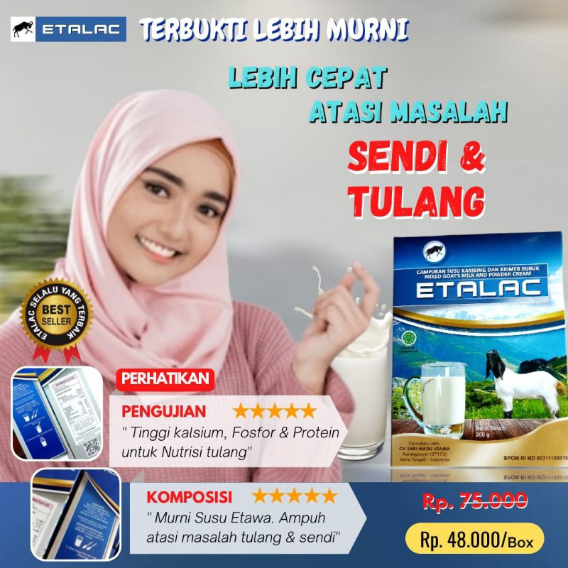 

Etalac Susu Kambing Etawa Bubuk Alami Tanpa Campuran Gula 200gr