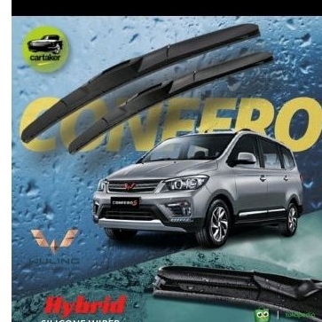 Paket wiper Depan Belakang Wuling Confero Karet kaca silicon Hybrid