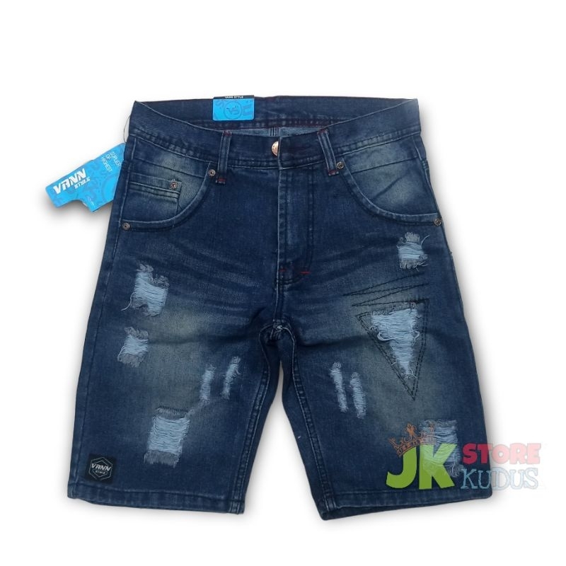 CELANA PENDEK PRIA SOBEK ROBEK JEANS PENDEK BLUE RIPPEDJEANS