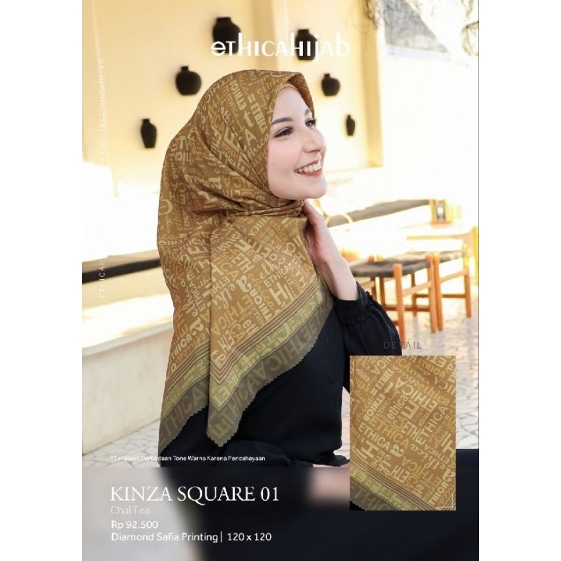 HIJAB ETHICA SEGI EMPAT MOTIF KINZA SQUARE 01 UKURAN 120 X 120