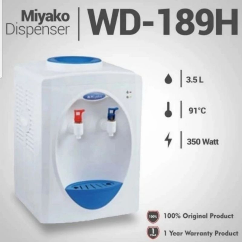 MIYAKO : WD-189H DISPENSER AIR MEJA PANAS NORMAL WD 189 H GALON ATAS