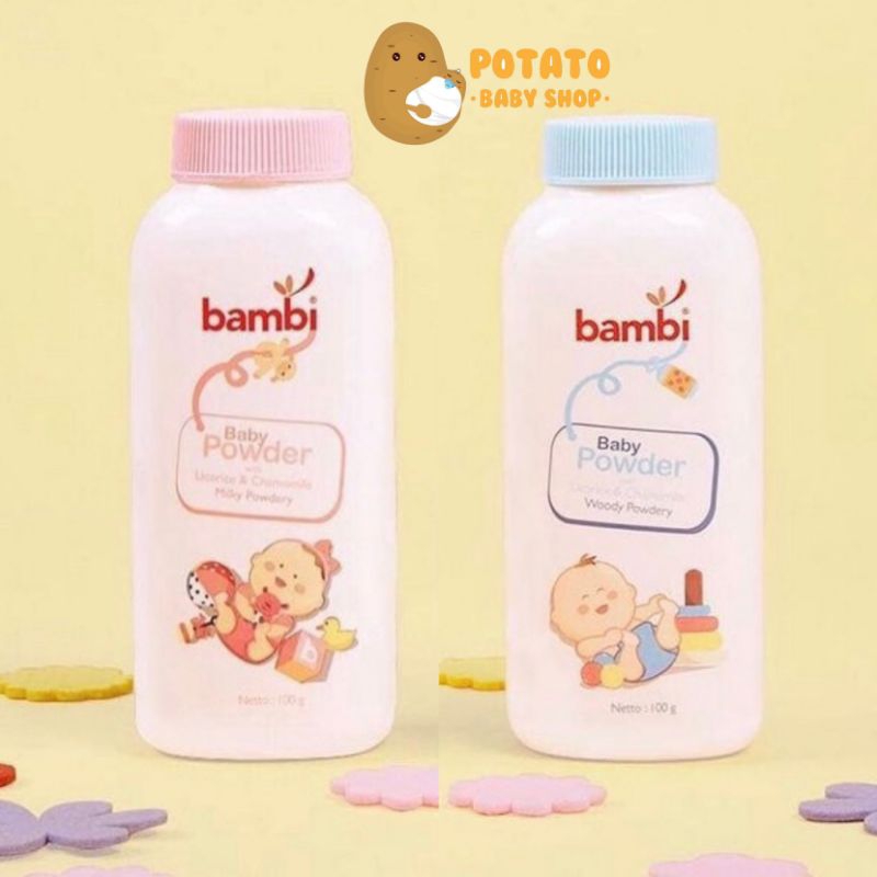 Bambi Baby Powder Pink &amp; Blue 100 Gr - Bedak Bayi