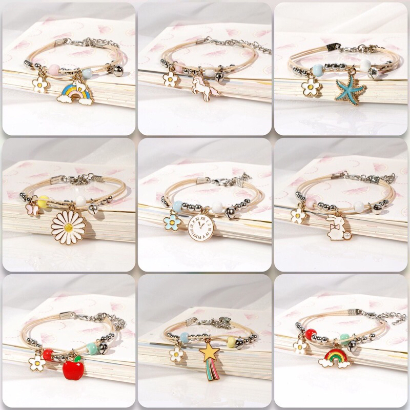 GELANG GAYA KOREA DESAIN CANTIK DAN ELEGAN / gelang motif unicorn rainbow