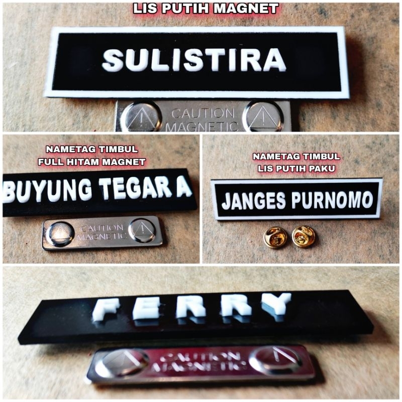 

papan nama - nametag dada hurup TIMBUL super exclusive murah meriah