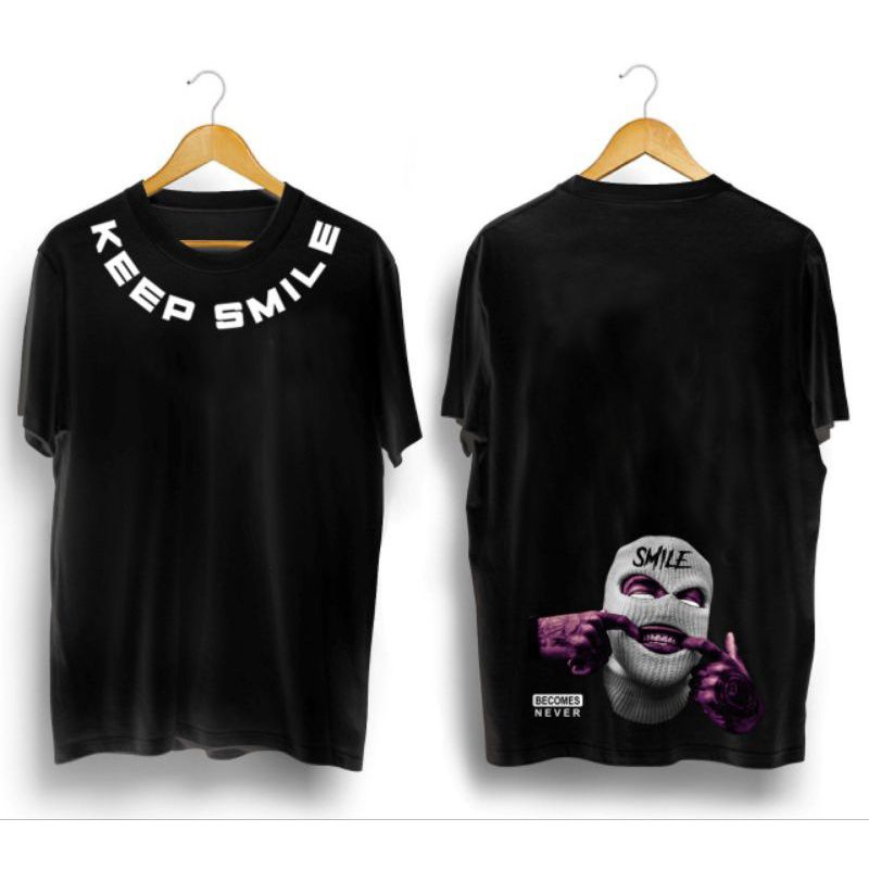 BISA COD KAOS  KEEP SMILE / KAOS DISTRO PRIA WANITA / KAOS OVERSIZE