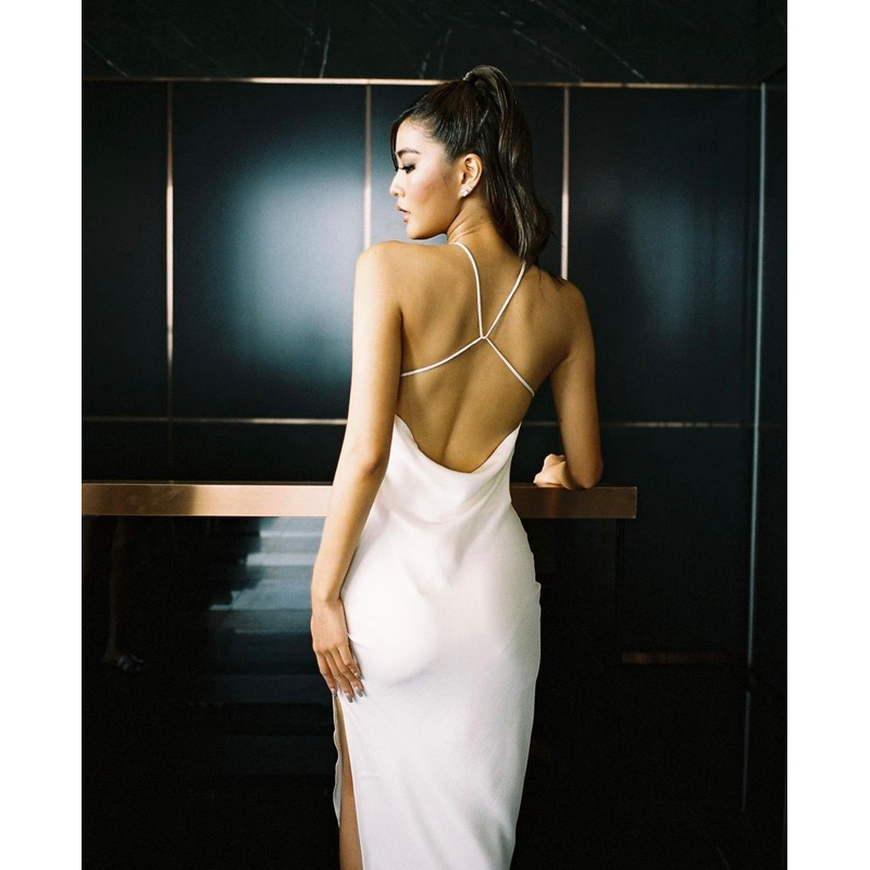 Eliana Backless Dress | Summer Party Night Gown Dress Putih Pakaian Wanita / Beachwear / Kondangan