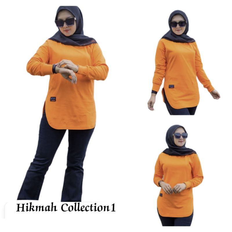 OVAL 03√ JUMBO KAOS ATASAN WANITA MODEL OVAL LENGAN PANJANG PAKAI RIB BAHAN KATUN KOMBET 20S