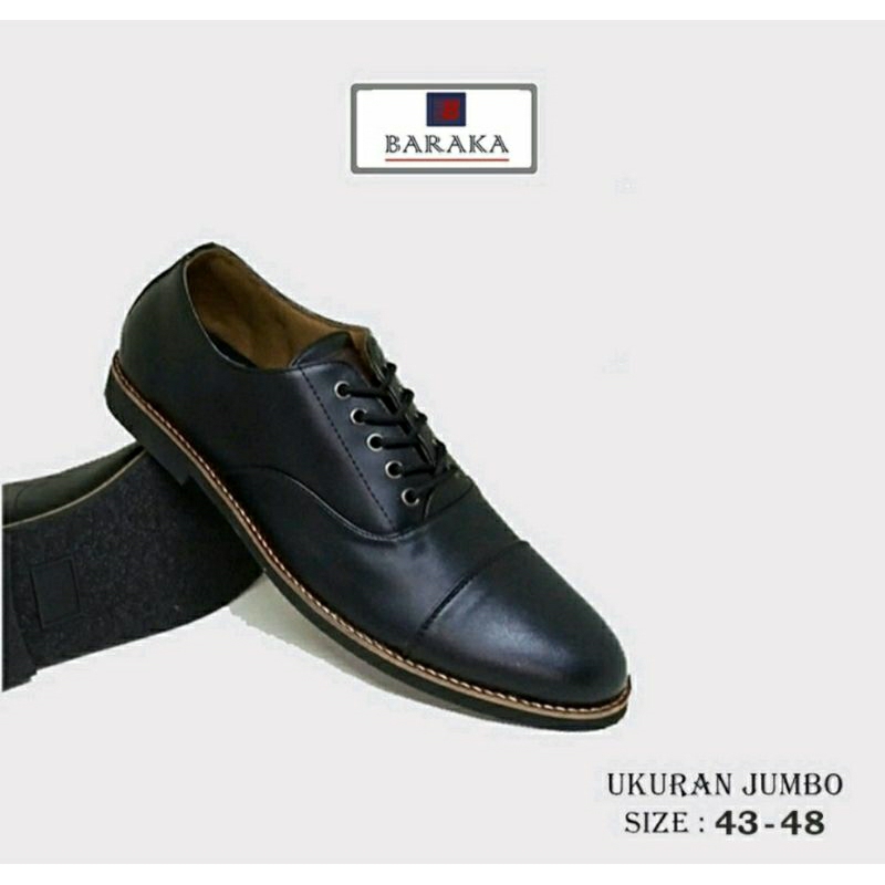 EL-BARACK Pantofel Kulit Super JUMBO / Oxpord BIG SIZE 43-48 Sepatu Kerja Pria Ukuran Besar Oversize Hitam Casual Size IMPORT Pesta