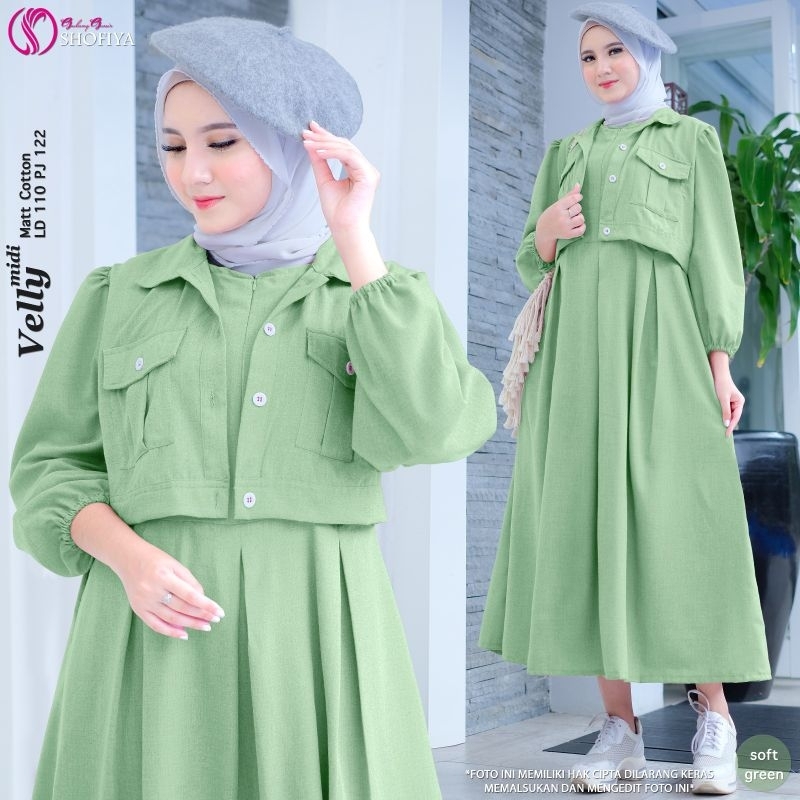 [READY] VIOLIN • VELLY BY SHOFIYA SET DRESS WANITA KEKINIAN LD 110 BUSUI