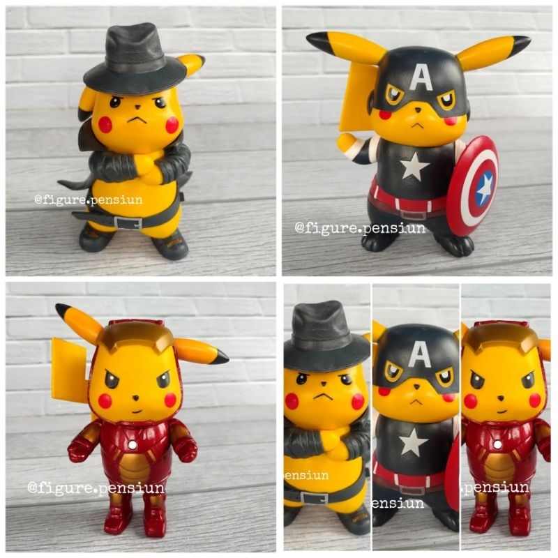 POKEMON PIKACHU COSPLAY DETECTIVE IRONMAN CAPTAIN AMERICA MARVEL ACTION FIGURE
