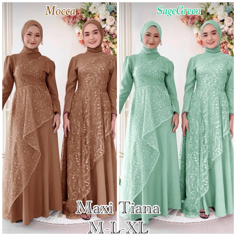 COD✅ MAXI TIANA TERBARU M-L-XL-XXL / MAXI LONGDRESS / GAMIS Kondangan / PAKAIAN MUSLIM WANITA / Warn