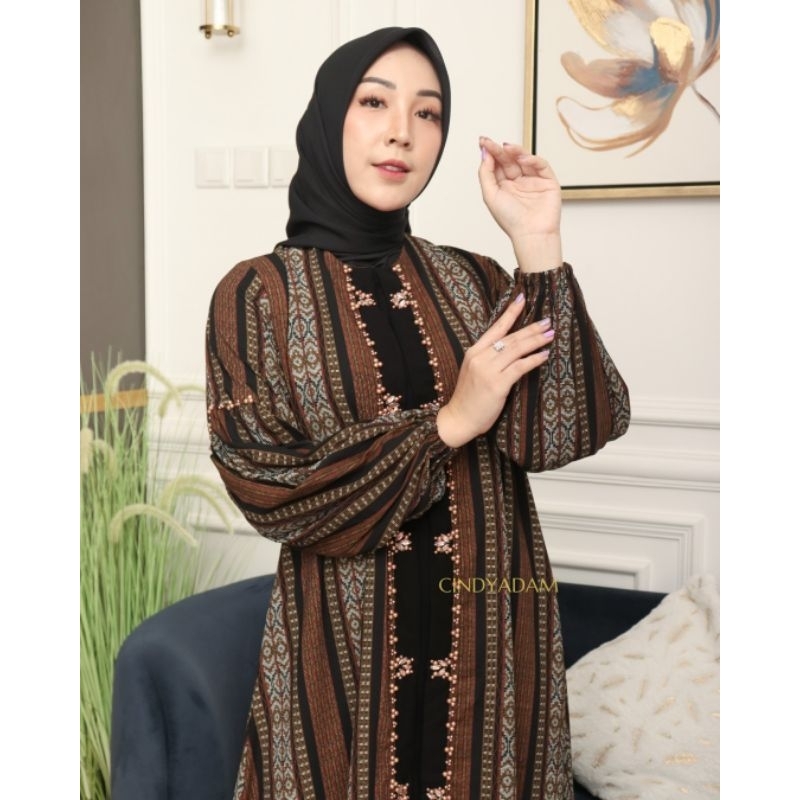 Abaya Bordir 2Layer Jetblack Original Butik